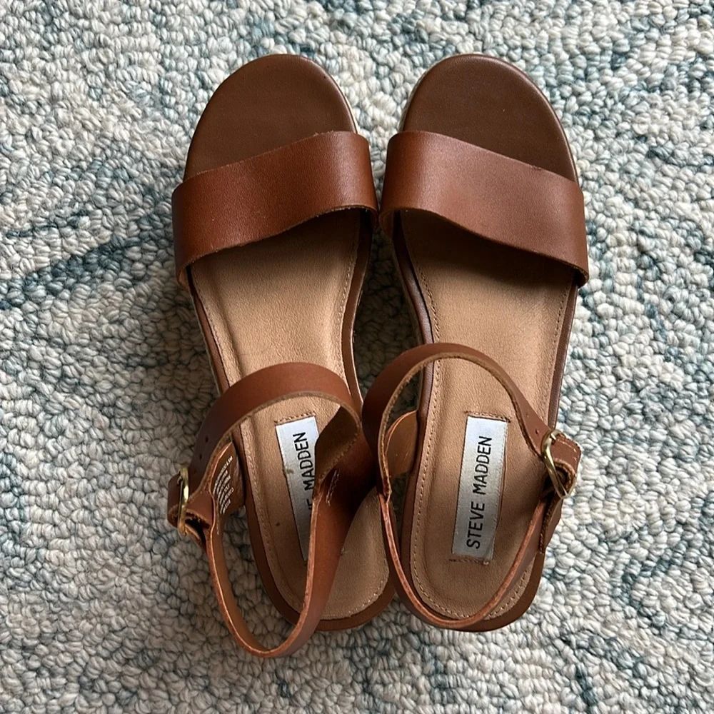 Steve Madden Tan Platform Espadrille Sandals with Ankle Strap